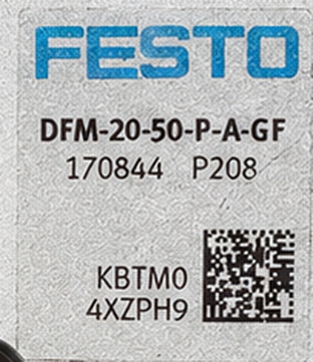 FESTO DFM-20-50-P-A-GF — 170844, label close-up / gros plan de l’étiquette