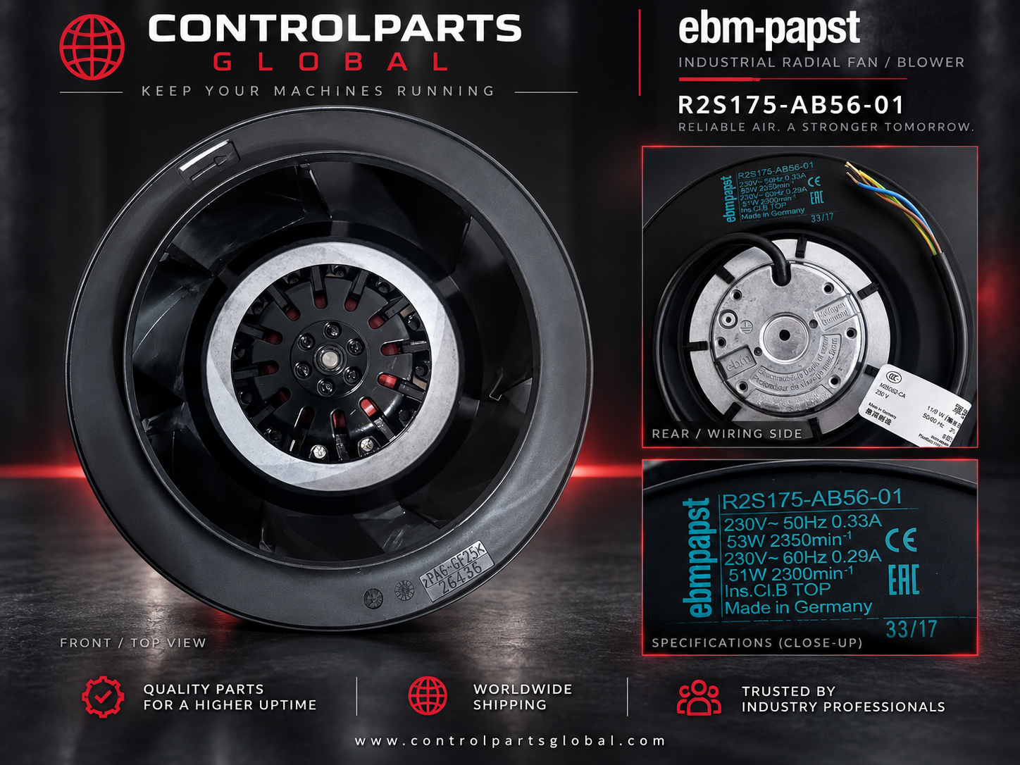 ebm-papst R2S175-AB56-01 — ebm-papst R2S175-AB56-01 – Industrial Radial Fan / Blower – 230V, Industrial Electronics